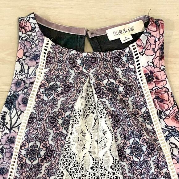 Taylor & Sage Floral and Lace Swing Halter Tank Top Size Small EUC - Picture 6 of 10